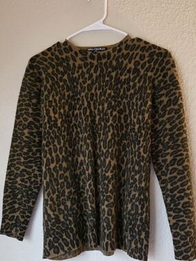 Vintage Nina Charles | Wool/Angora Sweater - Leopard Print Brown/Black